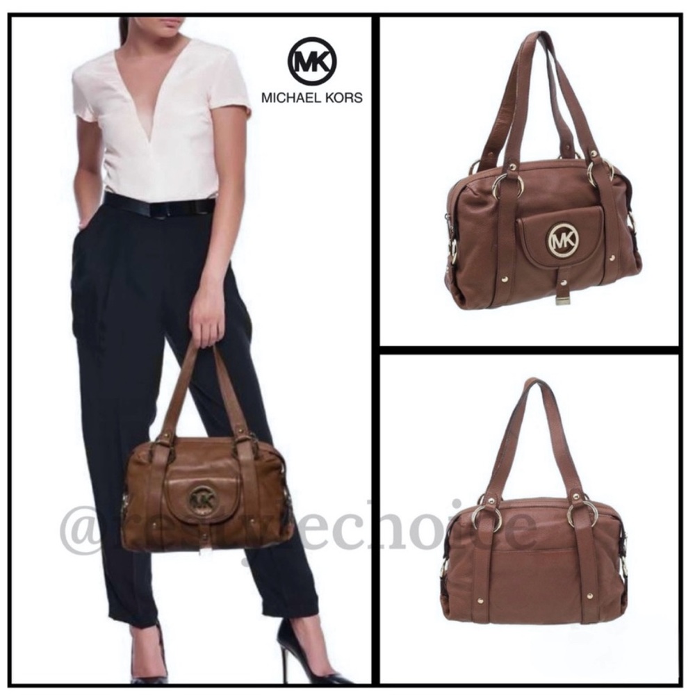 🐻Michael Kors Bags Michael Kors Fulton Brown Leather Satchel Shoulder BagTote🐻